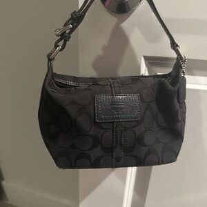 Coach Black Signature Canvas Mini Shoulder Bag